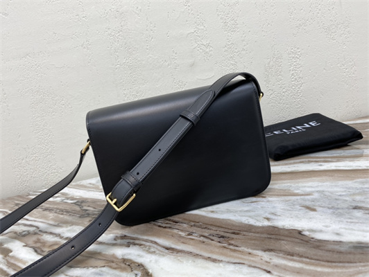 Celine Classique Triomphe Bag In Shiny Calfskin Black Color