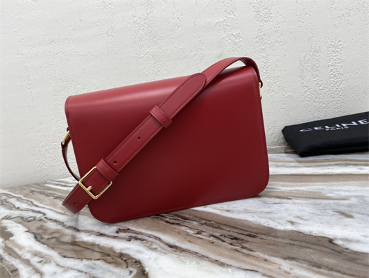 Celine Classique Triomphe Bag In Shiny Calfskin Red Color