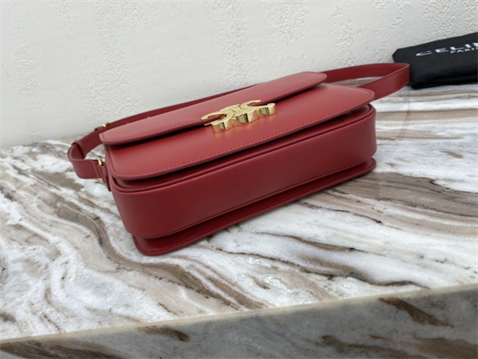 Celine Classique Triomphe Bag In Shiny Calfskin Red Color
