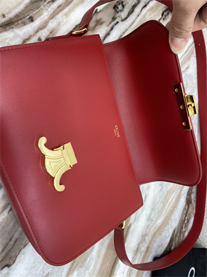 Celine Classique Triomphe Bag In Shiny Calfskin Red Color