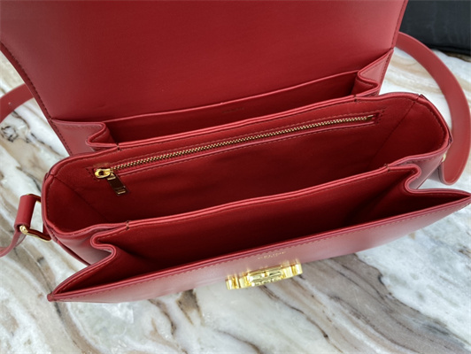 Celine Classique Triomphe Bag In Shiny Calfskin Red Color