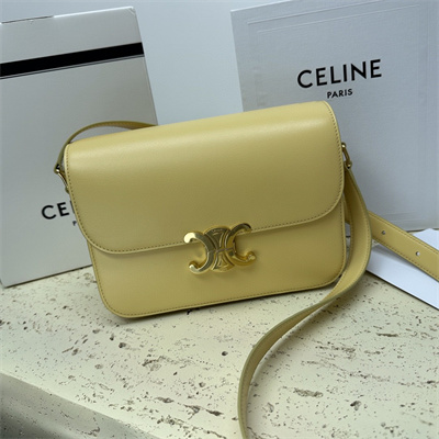 Celine Classique Triomphe Bag In Shiny Calfskin Pollen Color