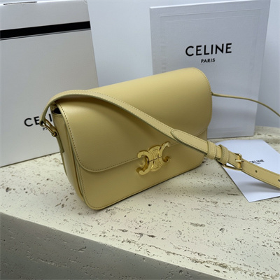 Celine Classique Triomphe Bag In Shiny Calfskin Pollen Color