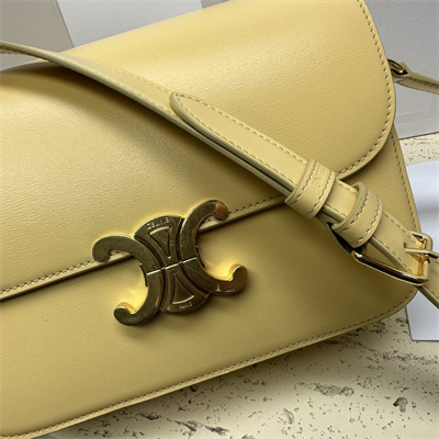 Celine Classique Triomphe Bag In Shiny Calfskin Pollen Color