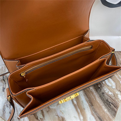 Celine Classique Triomphe Bag In Triomphe Canvas and Calfskin Tan