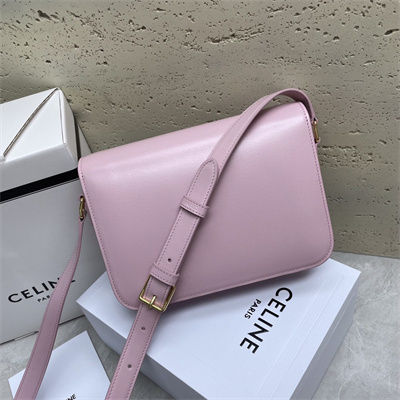 Celine Classique Triomphe Bag In Shiny Calfskin Pink Color