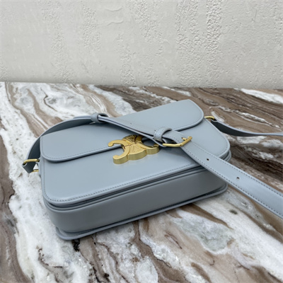 Celine Classique Triomphe Bag In Shiny Calfskin Blue Color