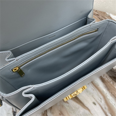 Celine Classique Triomphe Bag In Shiny Calfskin Blue Color