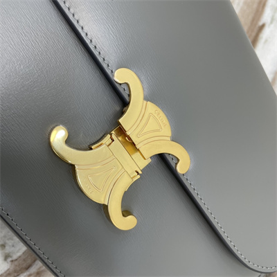 Celine Classique Triomphe Bag In Shiny Calfskin Grey Color