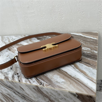 Celine Classique Triomphe Bag In Shiny Calfskin Brown Color