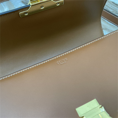 Celine Classique Triomphe Bag In Shiny Calfskin Brown Color