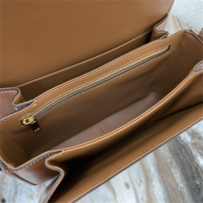 Celine Classique Triomphe Bag In Shiny Calfskin Brown Color