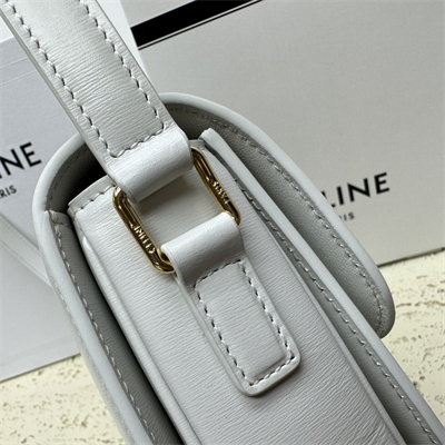 Celine Teen Triomphe Bag In Shiny Calfskin White Color