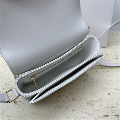 Celine Teen Triomphe Bag In Shiny Calfskin White Color