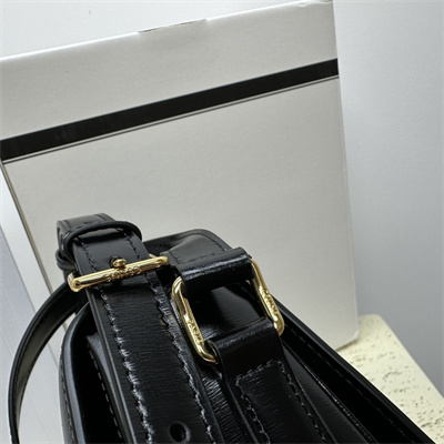 Celine Teen Triomphe Bag In Shiny Calfskin Black Color