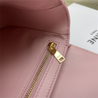 Celine Teen Triomphe Bag In Shiny Calfskin Pink Color