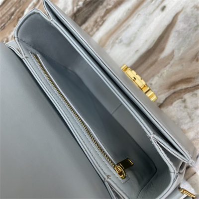 Celine Teen Triomphe Bag In Shiny Calfskin Blue Color