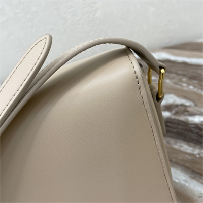 Celine Teen Triomphe Bag In Shiny Calfskin Light Beige Color