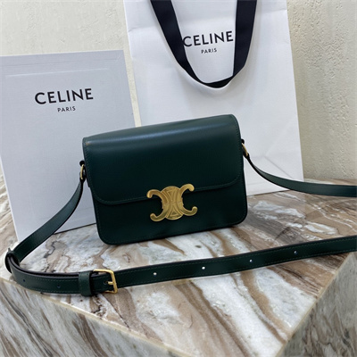 Celine Teen Triomphe Bag In Shiny Calfskin Amazone Color