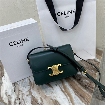 Celine Teen Triomphe Bag In Shiny Calfskin Amazone Color