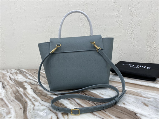 Celine Nano Belt Bag In Dusty  Blue Grained Calfskin