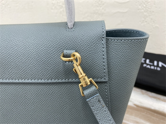 Celine Nano Belt Bag In Dusty  Blue Grained Calfskin