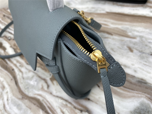 Celine Nano Belt Bag In Dusty  Blue Grained Calfskin