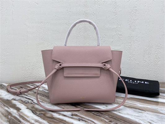 Celine Nano Belt Bag In Pink Grained Calfskin