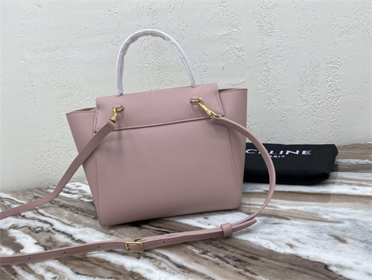 Celine Nano Belt Bag In Pink Grained Calfskin
