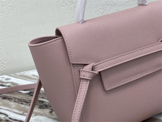 Celine Nano Belt Bag In Pink Grained Calfskin