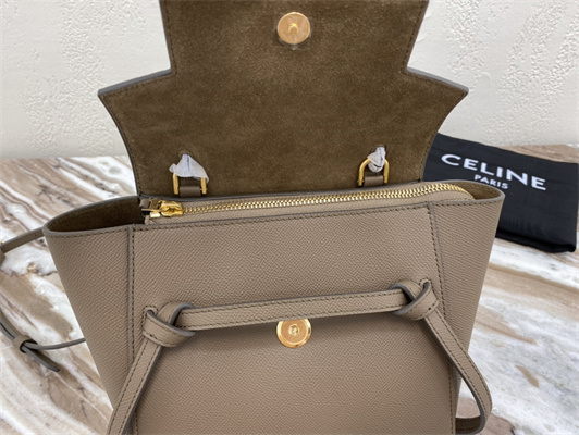 Celine Nano Belt Bag In Taupe Grained Calfskin
