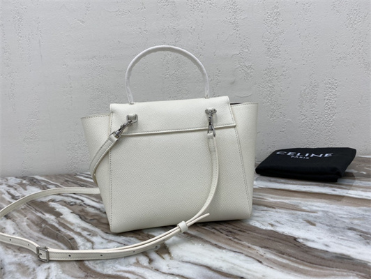 Celine Nano Belt Bag In White Grained Calfskin