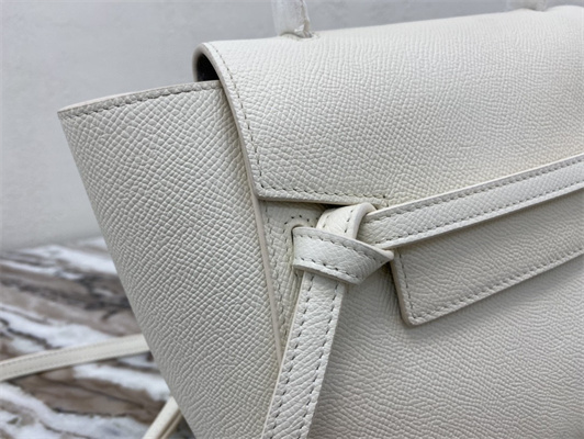 Celine Nano Belt Bag In White Grained Calfskin