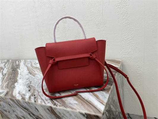 Celine Nano Belt Bag In Red Grained Calfskin