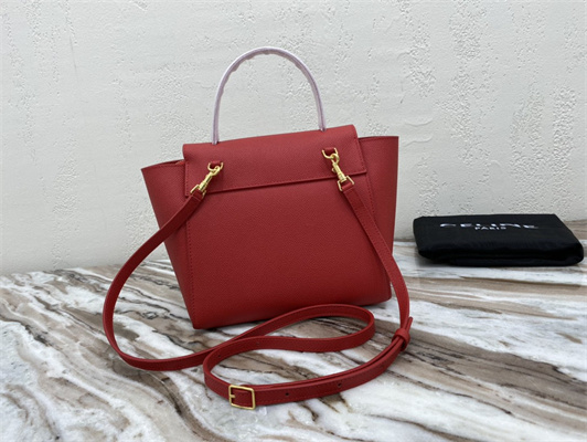 Celine Nano Belt Bag In Red Grained Calfskin