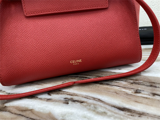 Celine Nano Belt Bag In Red Grained Calfskin