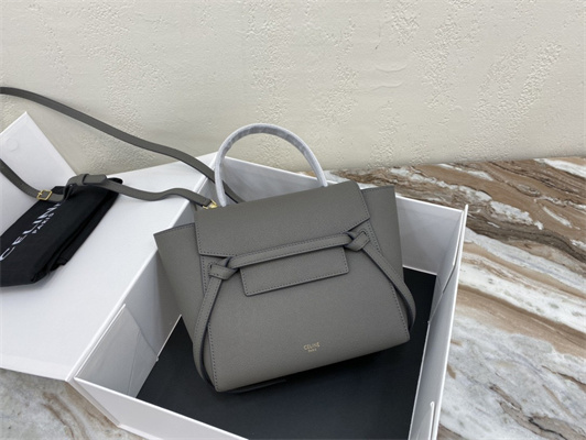 Celine Nano Belt Bag In Grey Grained Calfskin