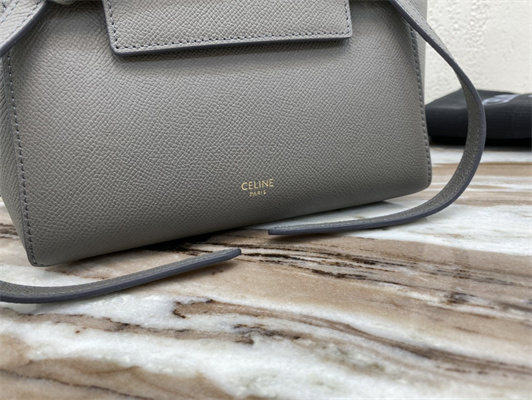 Celine Nano Belt Bag In Grey Grained Calfskin