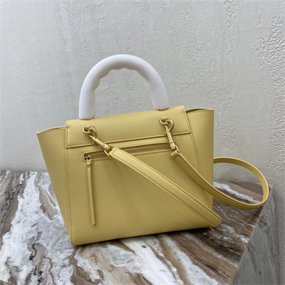 Celine Micro Belt Bag In Yellow Grained Calfskin