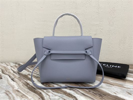 Celine Micro Belt Bag In Arctic Blue Grained Calfskin