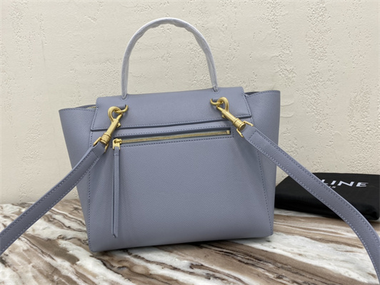 Celine Micro Belt Bag In Arctic Blue Grained Calfskin