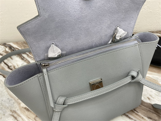 Celine Micro Belt Bag In Dusty Blue Grained Calfskin