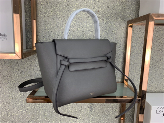 Celine Micro Belt Bag In Grey Grained Calfskin