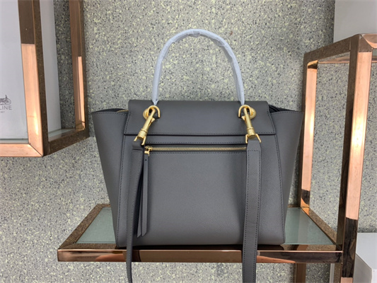 Celine Micro Belt Bag In Grey Grained Calfskin