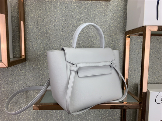 Celine Micro Belt Bag In White Grained Calfskin