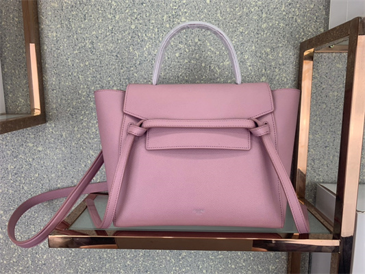 Celine Micro Belt Bag In Pink Grained Calfskin
