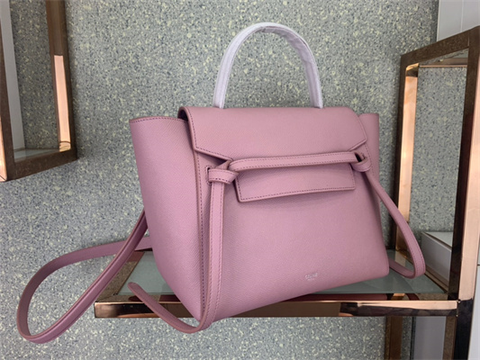 Celine Micro Belt Bag In Pink Grained Calfskin