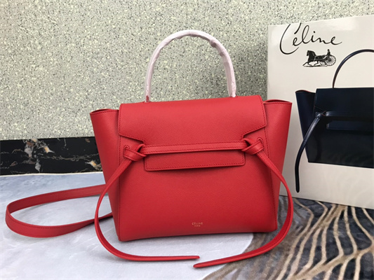 Celine Micro Belt Bag In Red Grained Calfskin