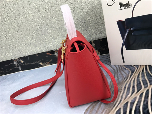 Celine Micro Belt Bag In Red Grained Calfskin