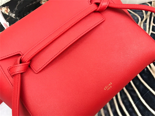 Celine Micro Belt Bag In Red Grained Calfskin
